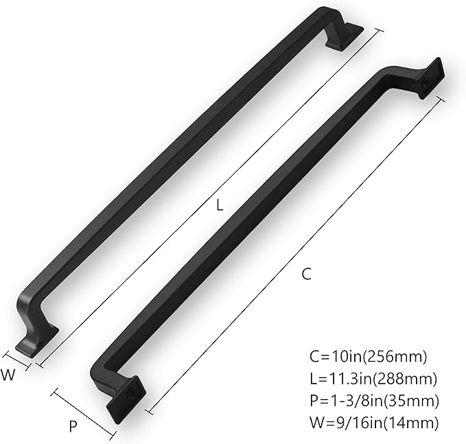 Khtumeware 6 Pack Matte Black Cabinet Handles: 10 Inch Pulls for Cabinets and Drawers