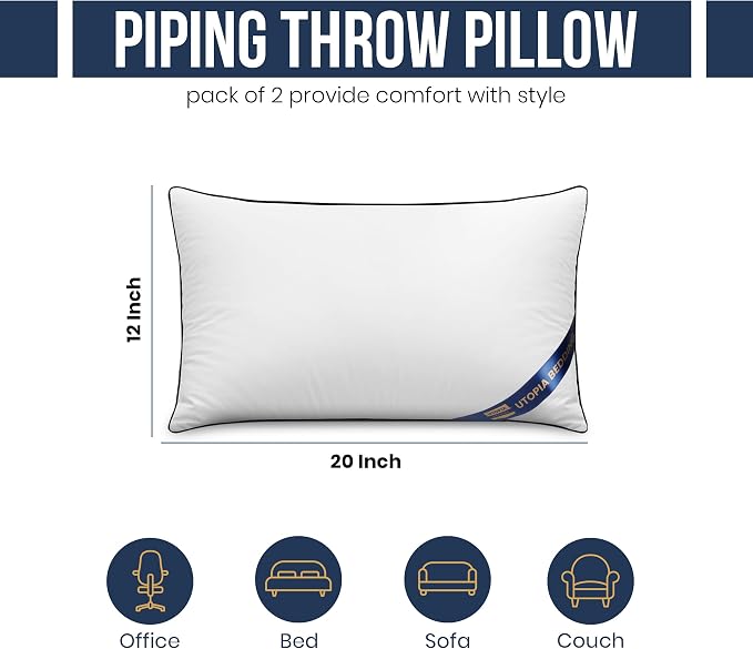 Utopia Bedding 12x20 Throw Pillow Inserts, Decorative Pillows, Plush & - Image 2