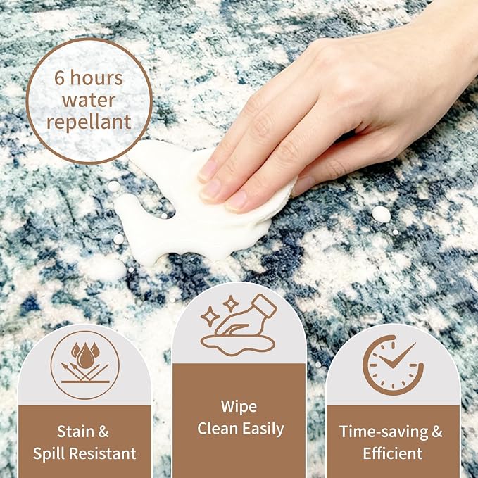 2x3 Small Washable Area Rug: Non-Slip Door Mat Ocean Mist | Dense Low Pile - Image 4