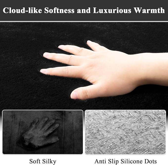 SHACOS Ultra Soft Faux Rabbit Fur Area Rug 5'x7', Non Slip Washable Padded - Image 8