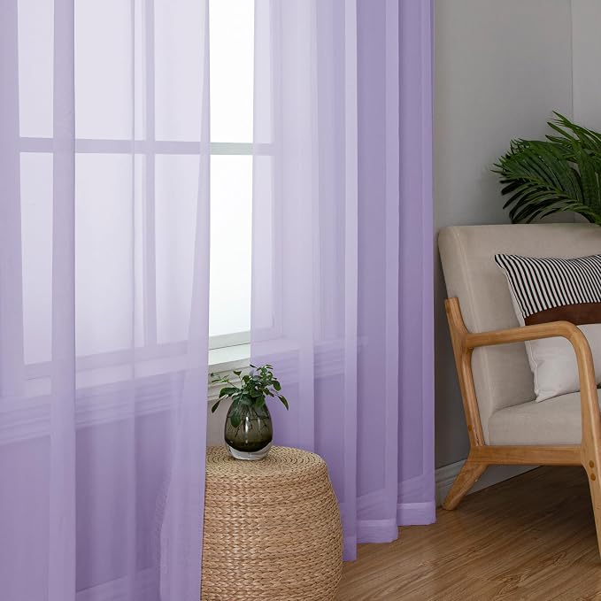 Sheer Curtains 78 inches Long for Bedroom Living Room 2 Panels Set, Rod Pocket - Image 9
