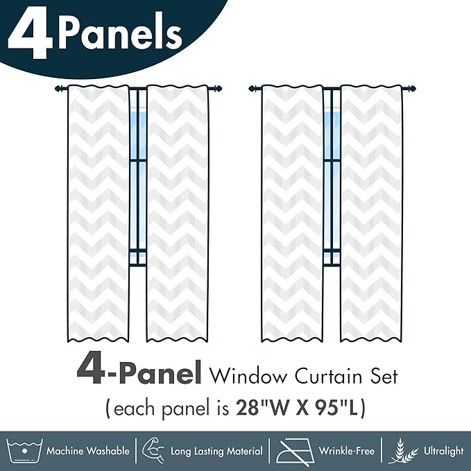Ambesonne Leafy Art Window Curtains Pack of 2, Scandinavian Leaves Pattern with Geometric Roundy Modern Boho Print, Lightweight Set with Rod Pocket, 4 Panels of - 28" x 95", Pale Green Redwood Teal