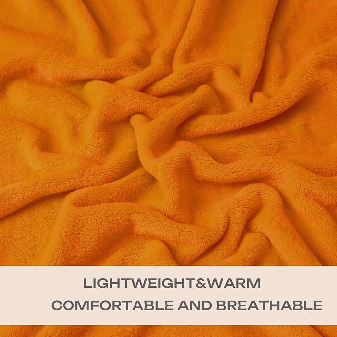 Burnt Orange Fleece Plush Throw Blanket 50"x60"for Couch Fuzzy Cozy Flannel | - Image 2