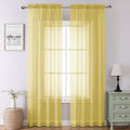 Yellow Sheer Curtains 90 Inches Long 2 Panels, Gauzy Light Filtering Breathable by Lecloud