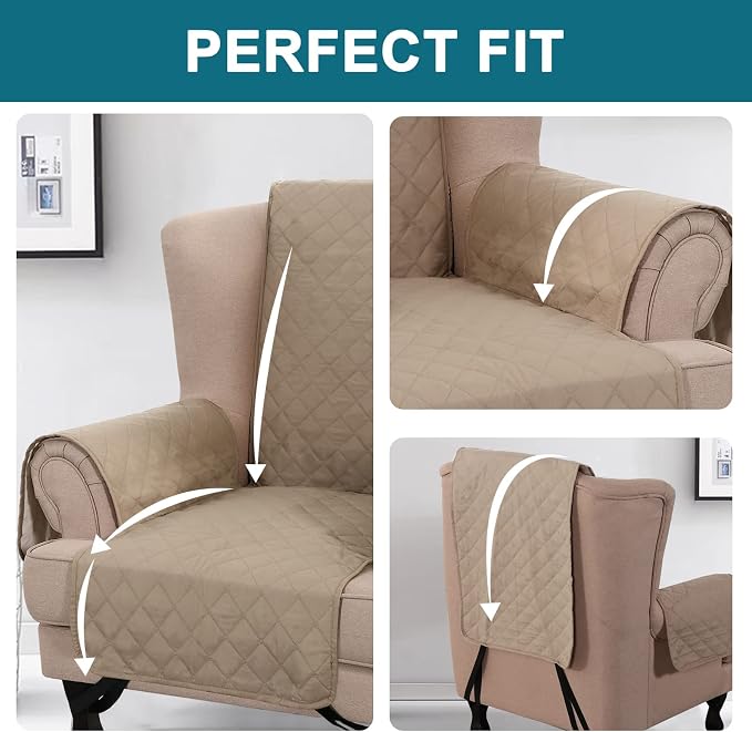Turquoize 100% Waterproof Wing Chair Cover Wing Armchair Slipcovers Chair Couch - Image 5