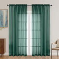 Hunter Green Sheer Curtains 72 Inches Long 2 Panels Set, Light Filtering Sheer by OVZME
