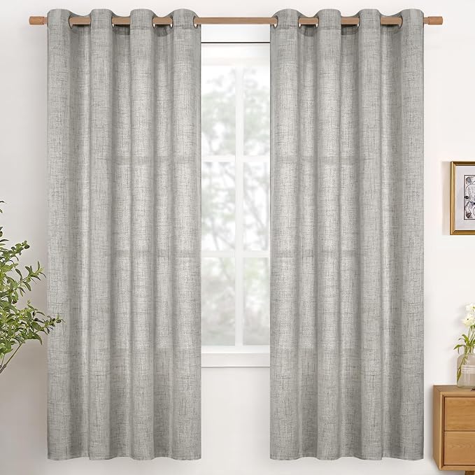 YoungsTex Dark Grey Linen Curtains 72 Inch Length by YoungsTex