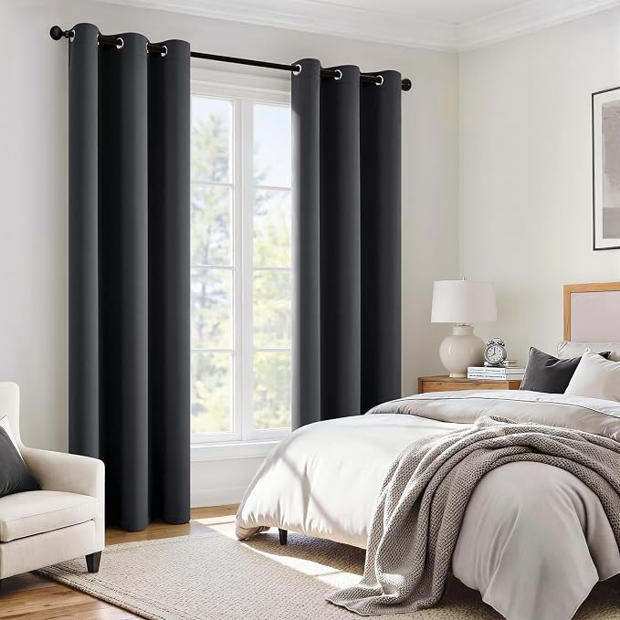 MIULEE Grey 100% Blackout Curtains - Image 6