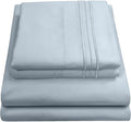 1800 Supreme Collection - Breathable Luxury Full Size Sheet Set with Full Elastic & Secure Corner Straps Built In, Extra Soft Deep Pocket Bedding, Misty Blue