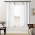 Snow White Pinch Pleated Linen Curtains 63 Inch Length 2 Panels | by Twodrapes