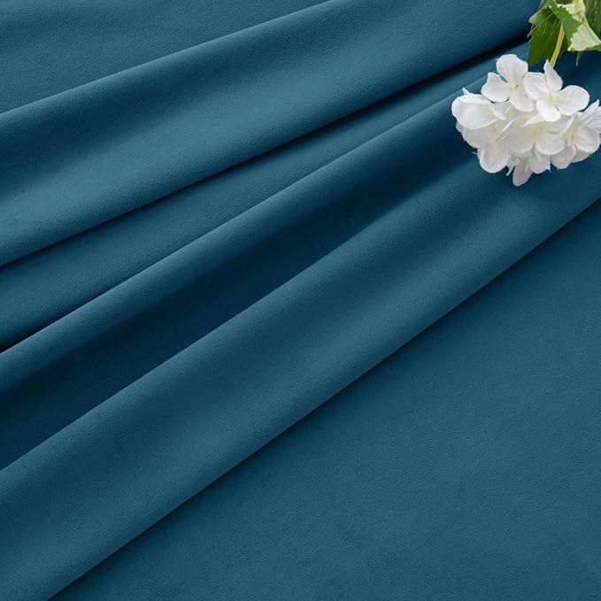MIULEE Velvet Curtains 50W x 108L 2 Panels Peacock Blue Blackout Curtains | - Image 7