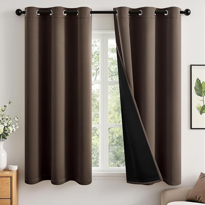 MIULEE Chocolate Brown 100% Blackout Curtains by MIULEE