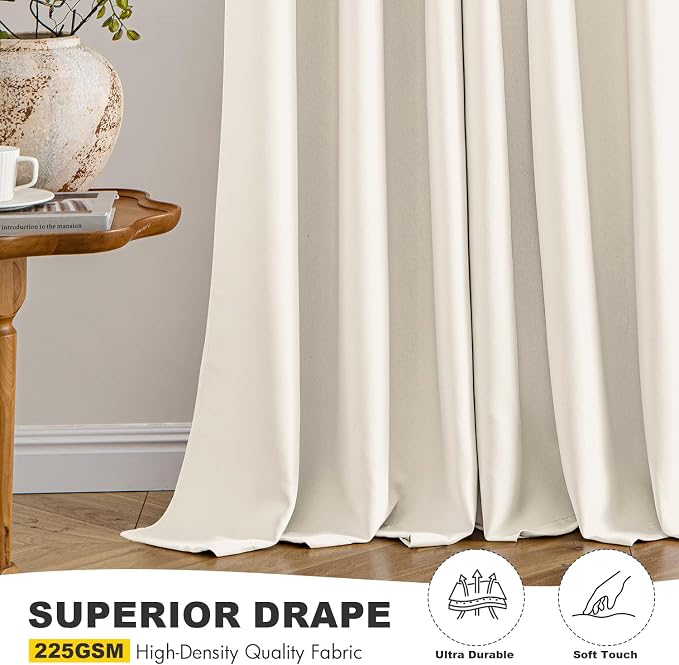 MIULEE Blackout Curtains for Bedroom 2 Panels 40 x 45 Inch Long Beige White | - Image 5