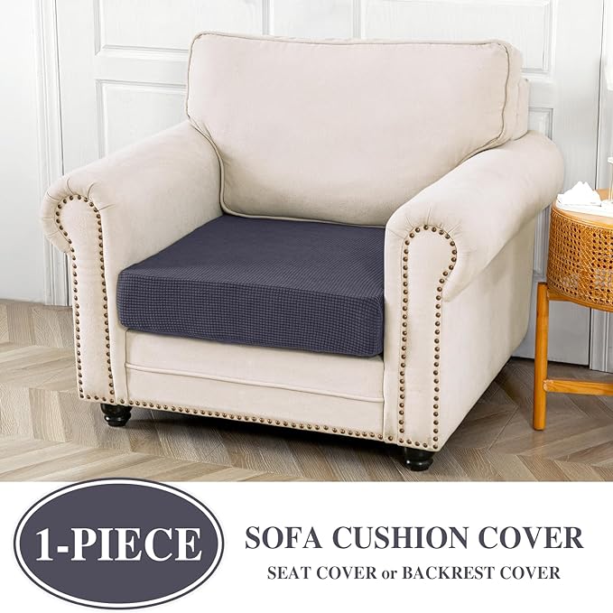LA MEACK Couch Cushion Cover Seat Cushion Cover Stretch Armchair Cover Separate - Image 2