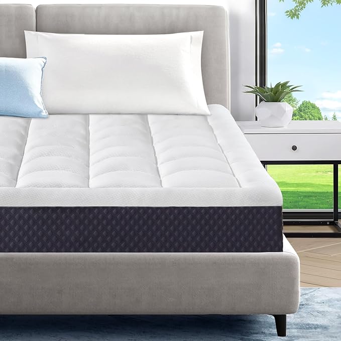 ONENICE 6 Inch King Size Mattress in a Box, Cooling Gel Memory Foam Removable Pillow-Top Mattress, CertiPUR-US Certified, Fiberglass-Free, Medium Firm Support, Ergonomic Design for Pressure Relief