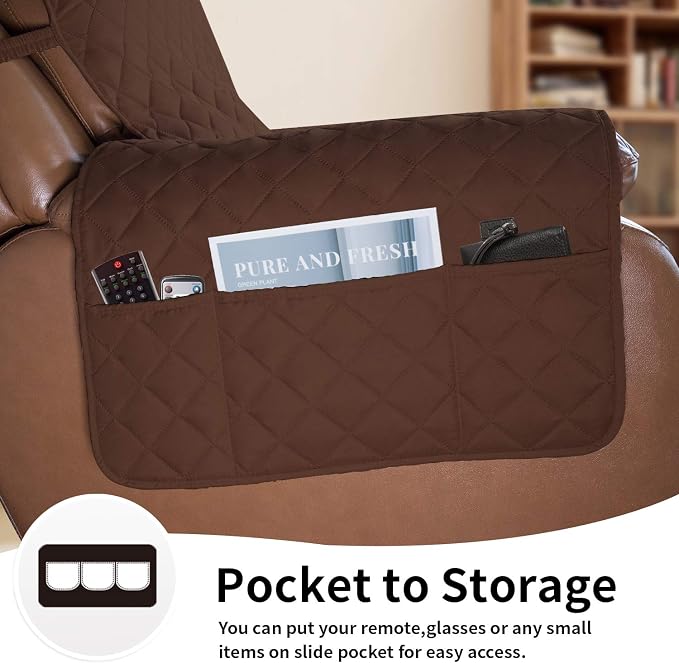 Easy-Going Reversible Couch Cover, Oversized Recliner, Coffee/Ivory | Machine - Image 3