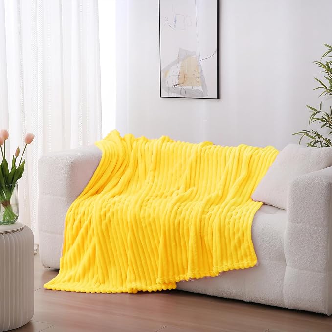 Bright Yellow Fleece Throw Blanket 60”×80” - Image 2