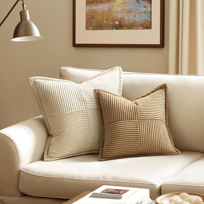 MIULEE Decorative Euro Sham Throw Pillow Covers 24x24 Inch Brown 2 Pack | Boho - Image 2