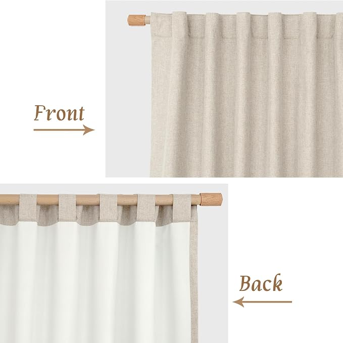 Full Blackout Linen Curtains for Kitchen Windows Over Sink 30 Inches | Oatmeal - Image 7