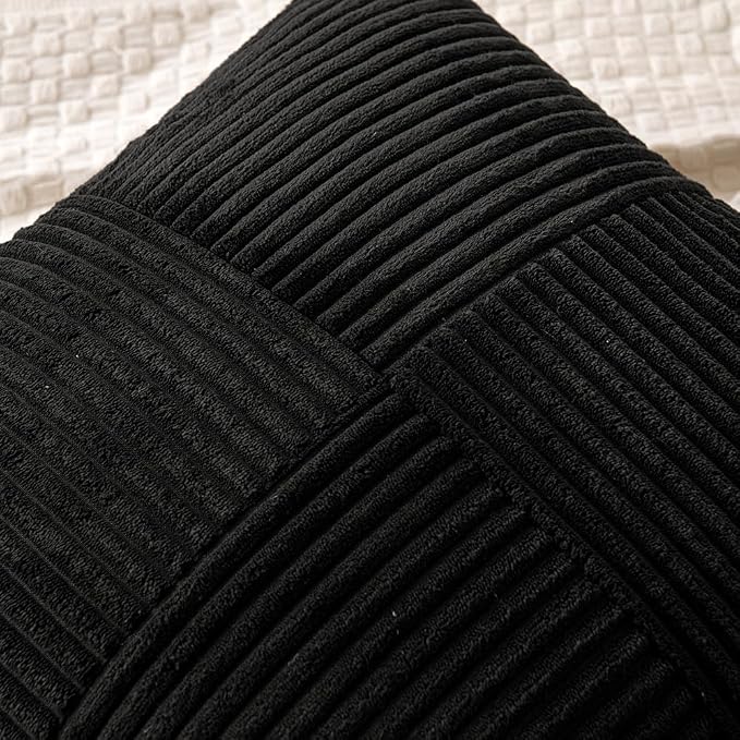 MIULEE Black Decorative Lumbar Throw Pillow Covers 12x20 Inch 2 Pack | Boho - Image 2