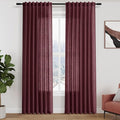 Burgundy Linen Curtains 80 Inch Length by Nanspring