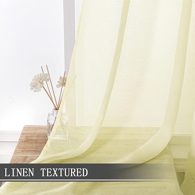 Tollpiz Sheer Tier Curtain Linen Textured Half Kitchen Curtains Sheer Light - Image 2
