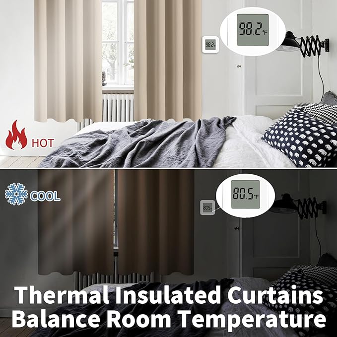 BGment Blackout Curtains - Grommet Thermal Insulated Room Darkening Bedroom and Living Room Curtains, Set of 2 Panels (52 x 63 Inch, Sand)