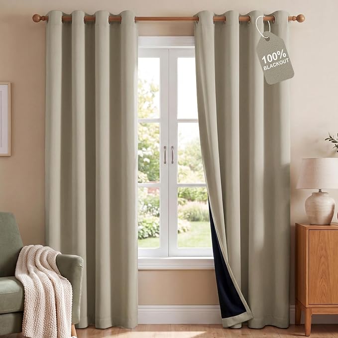 NICETOWN 100% Blackout Curtain Panels 84 inch Long by NICETOWN