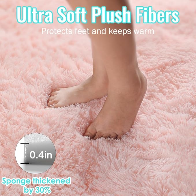 Pink Runner Rugs for Girls Bedroom, Plush Fluffy Hallway Rug 2x6 Ft | Kawaii - Image 6