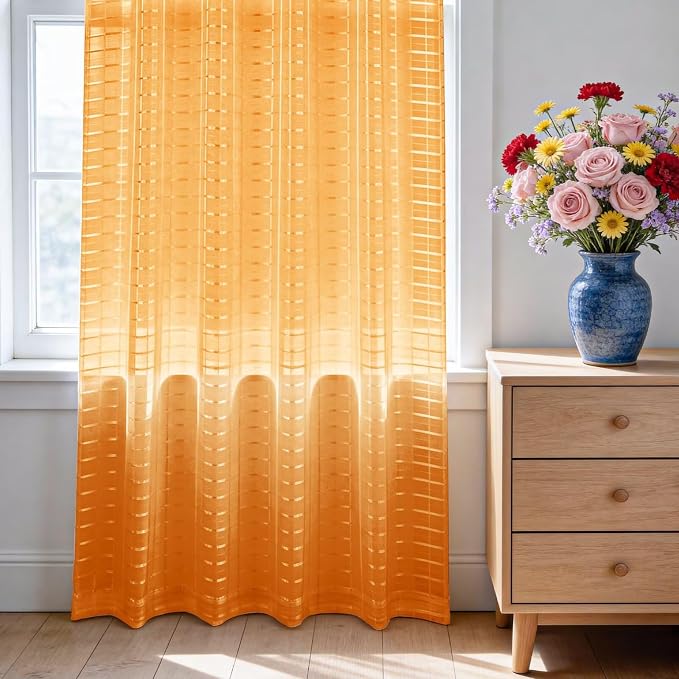 SpaceDresser Check Sheer Curtains 36 Inches Long - Image 3
