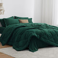 Love's cabin Twin XL Comforter Set Dark Green, 5 Pieces Twin XL Bed in a Bag, All Season Bedding Sets with 1 Comforter, 1 Flat Sheet, 1 Fitted Sheet, 1 Pillowcase and 1 Pillow Sham