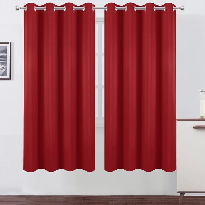 Red Blackout Curtains/52 x 72 Inch/Set of 2 Panels Room Darkening Curtains by Lemomo