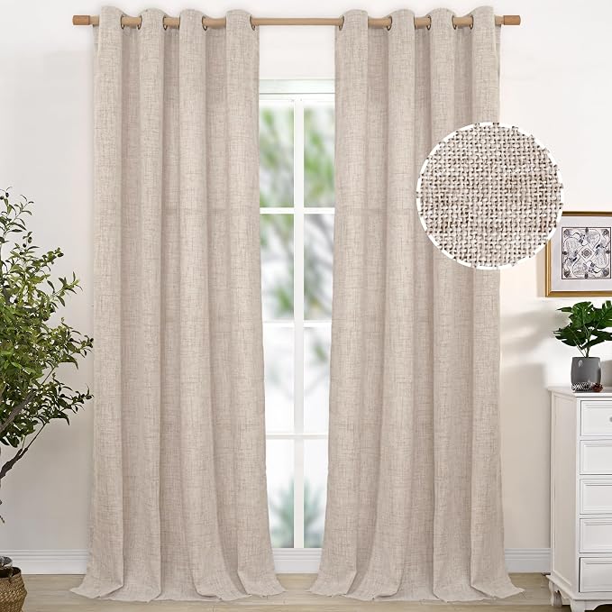 YoungsTex Extre Long Linen Curtains 102 Inch Long by YoungsTex
