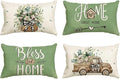AVOIN colorlife Bless Our Home Farmhouse Eucalyptus Leaves Throw Pillow Covers by AVOINcolorlife