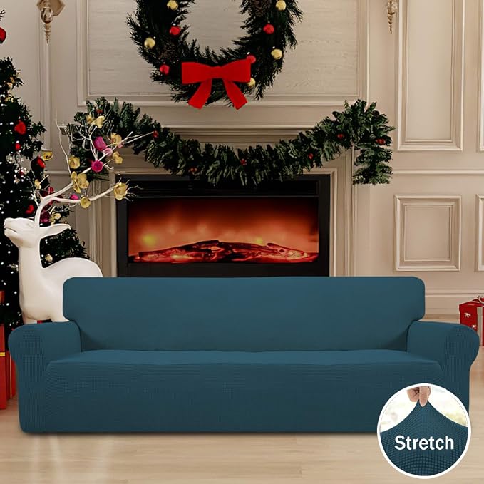 Easy-Going Stretch 4 Seater Oversized Sofa Couch Cover Deep Teal | 1-Piece - Image 2