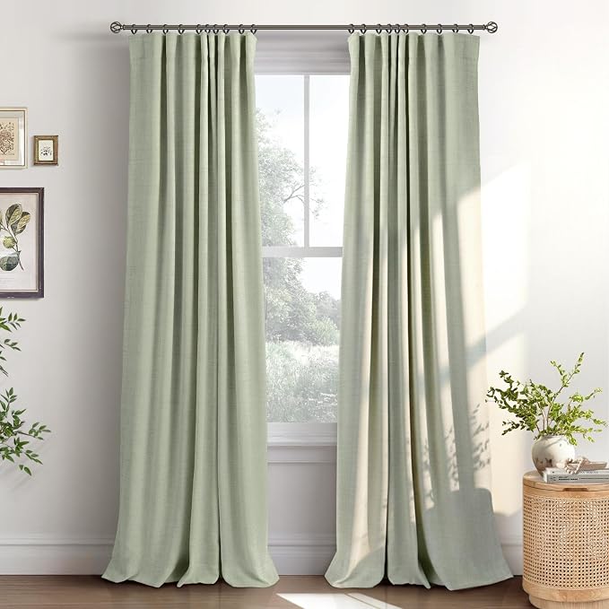 INOVADAY Sage Green Curtains 100% Blackout Curtains by INOVADAY
