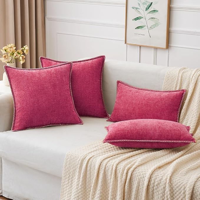 MIULEE Decorative Couch Throw Pillow Covers 20x20 Inch Hot Pink 2 Pack | - Image 5