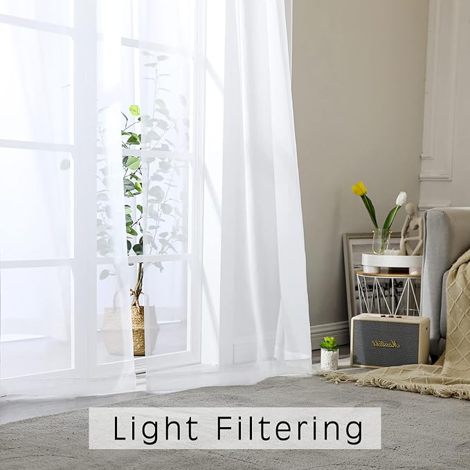 Sheer Curtains, Rod Pocket Voile Fimly Sheer Drapes - Image 3