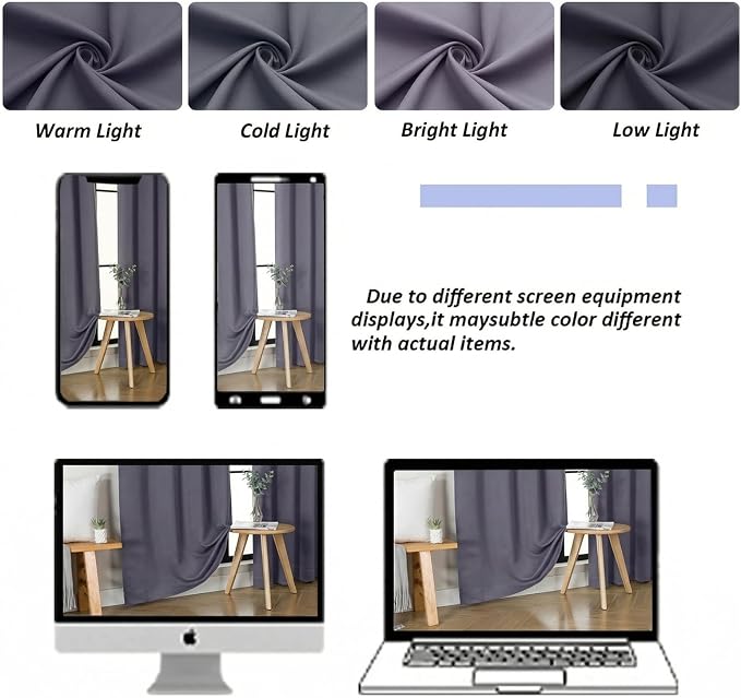 Simplebrand Ava Greyish Purple Short 36 Inches Blackout Curtain 2 Panels Set - Image 8