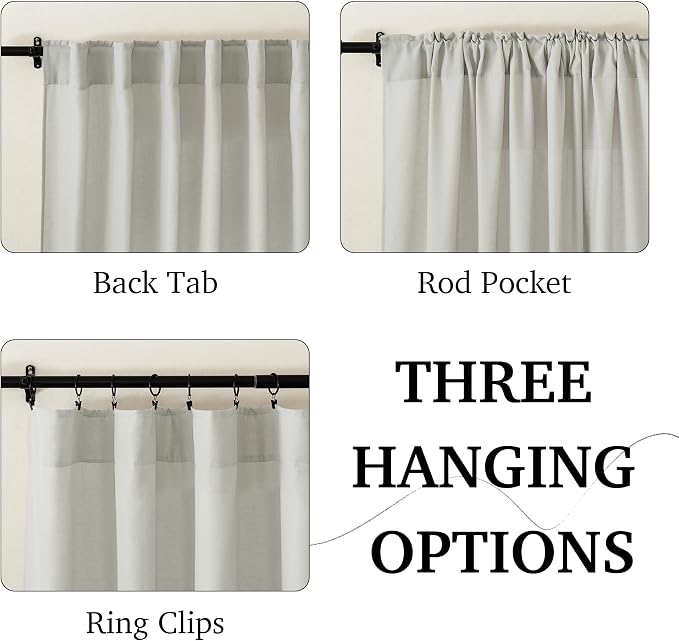 RYB HOME Sheer Curtains 108 inches, Extra Long Floor to Ceiling Curtains | - Image 2
