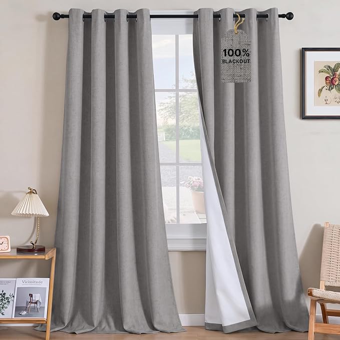 H.VERSAILTEX Linen Curtains 100% Blackout Curtains by HVERSAILTEX