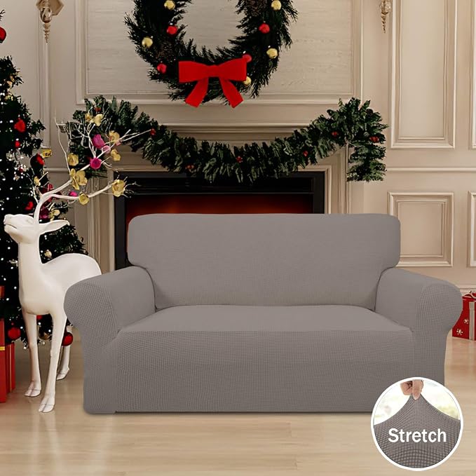 Easy-Going Stretch Loveseat Couch Covers Washable Taupe | 1-Piece Loveseat - Image 2