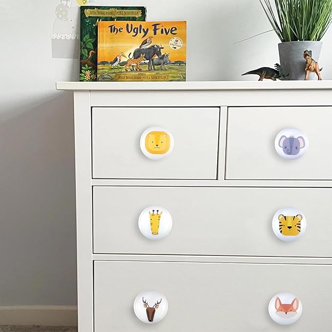 6 Pack 1.5" Kids Unique Cute Nursery Animal Lion Cabinet Dresser Drawer Knobs Handles Pulls