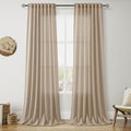 Sepia Beige Linen Curtains 90 Inches Long by Nanspring