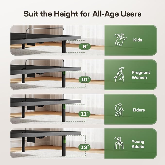 Marsail MS01 Twin XL Adjustable Bed Frame + 10-inch Gel Memory Foam Mattress, Adjustable Bed Base with Under-Bed Nightlight, Wireless Remote Control Adjustable Bed with 4 Height Options, Twin XL