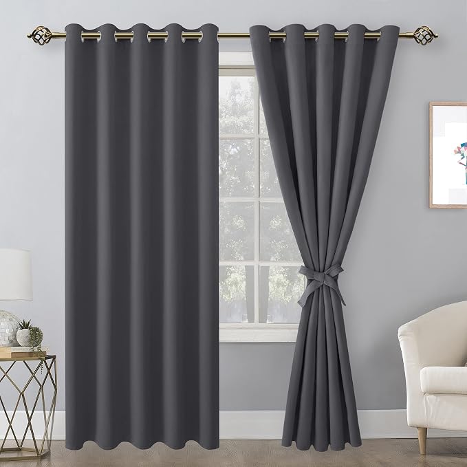 Blackout Curtains for Bedroom, 60 x 84 Inches Long, Dark Grey | Thermal - Image 8