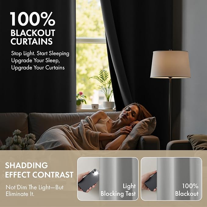 MIULEE Light Grey 40x72 Inch 100% Blackout Curtains - Image 2