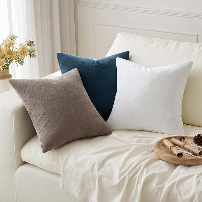MIULEE White Chenille Couch Throw Pillow Covers, 18x18 | Set of 2, Soft - Image 5