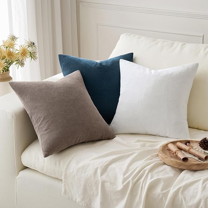 MIULEE Dark Blue Chenille Couch Throw Pillow Covers, 20x20 | Set of 2, Soft - Image 5