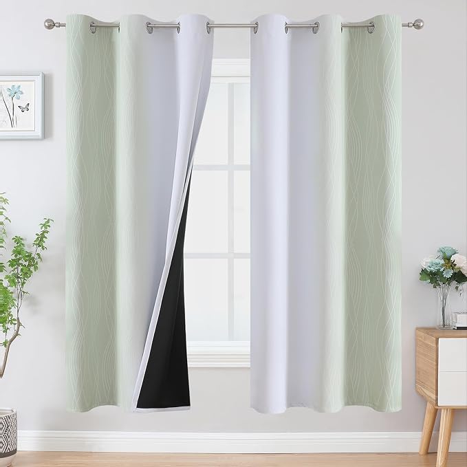 Sage Green and Greyish White Ombre Blackout Curtains by ESTELARTEXTILER